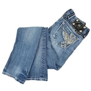 Miss Me Denim Jeans Embroidered Rhinestone Embellished Pockets JP5117-4 Size 25